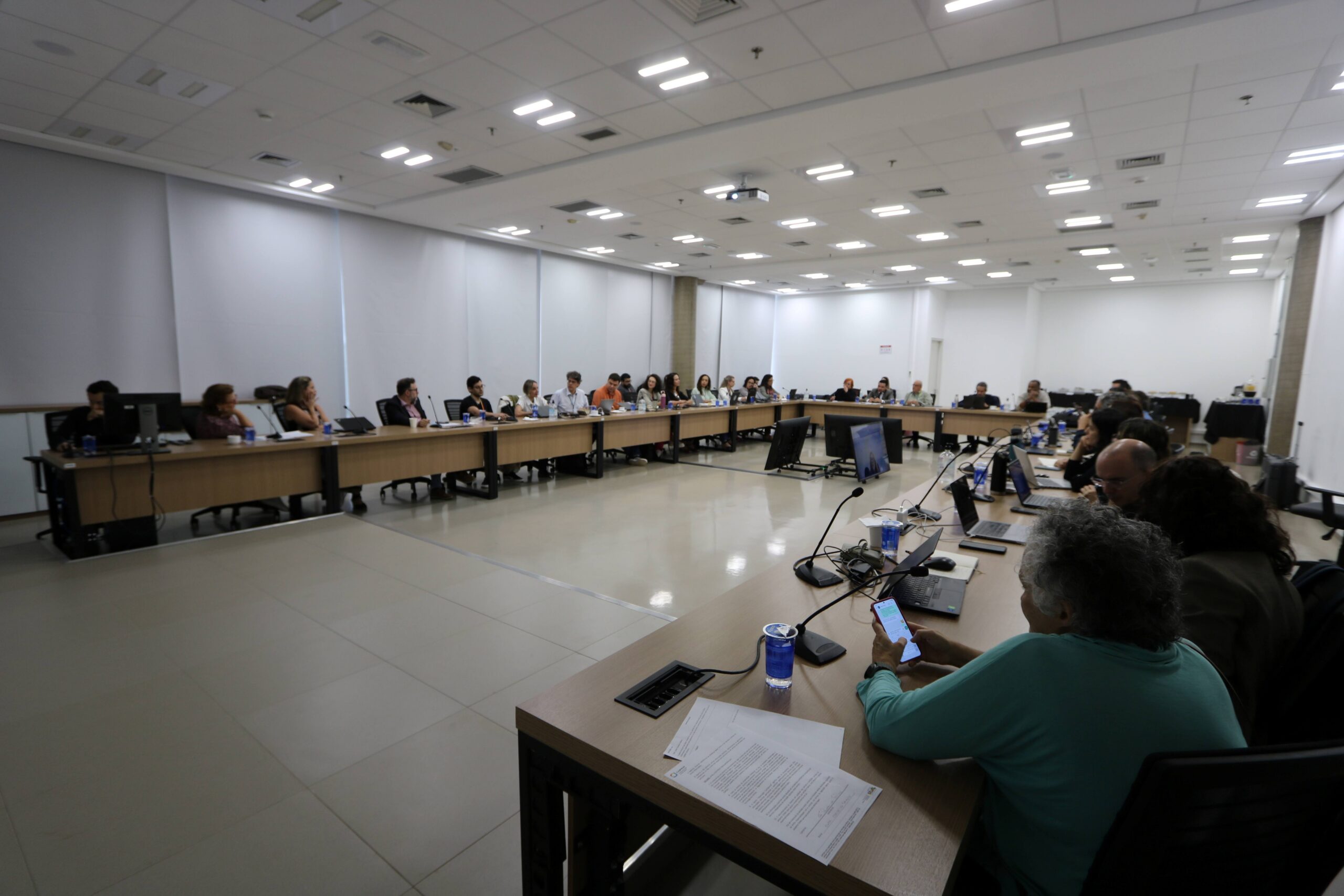 Legenda: Representantes dos diferentes eixos temáticos do projeto Orion apresentaram ao Comitê Diretor da Rede Vírus/MCTI e às sub-redes os avanços e diretrizes técnico-científicas do projeto (Créditos: Divulga-ção/CNPEM)