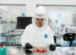 Na foto, colaboradora que integra a equipe de Biossegurança do CNPEM veste paramentação de laboratórios de nível 3 de biossegurança simulando treinamento em alta contenção biológica com elementos lúdicos. (Créditos Guilherme Galembeck/CNPEM)